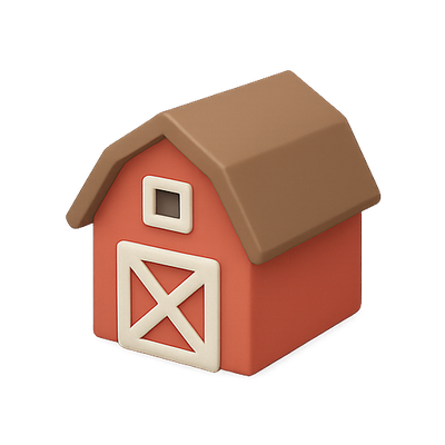 3D Illustration of a Barn Model for Farm Themes