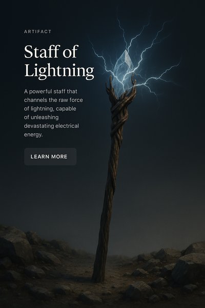 Captivating Staff of Lightning Illustration with Action Button