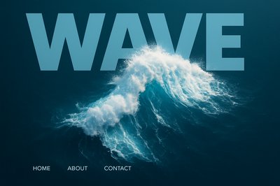 Aerial View of Ocean Wave with Bold Typography
