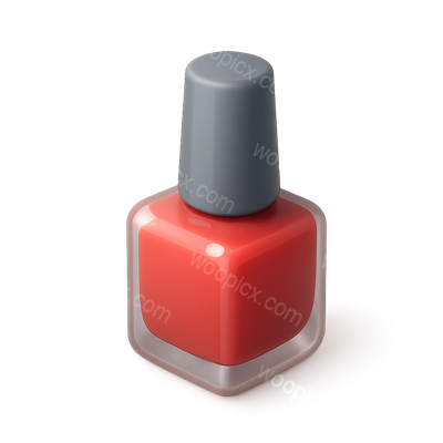 Stylized 3D Nail Polish Bottle Icon with Isometric Design