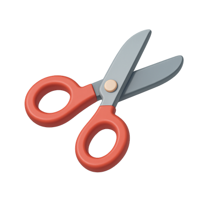 Stylish 3D Scissors Icon with Volumetric Feel