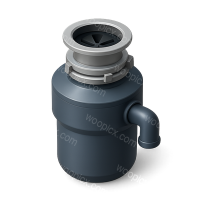 Stylized 3D Garbage Disposal Unit Icon with Isometric View