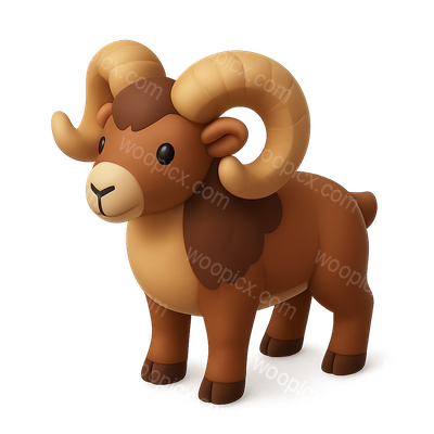 3D Mouflon Icon with Volumetric Design