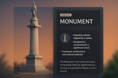3D Illustration of a Monument with Informative Overlay