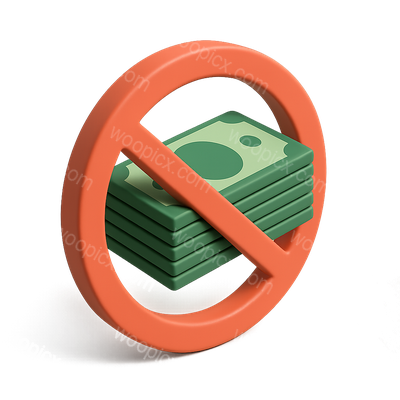3D No Cash Icon with Isometric Design
