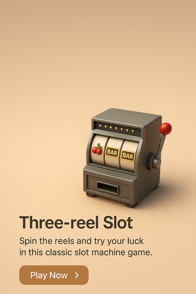 3D Three-Reel Slot Machine in Realistic Style