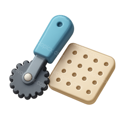3D Perforating Wheel Icon with Dots and Isometric Design