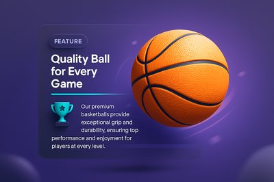 Dynamic 3D Basketball Illustration on Gradient Background