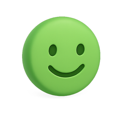 3D Green Smiley Face Icon for Positive Messaging
