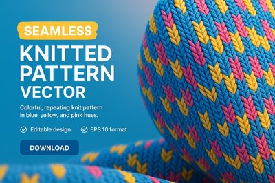 Colorful Seamless Knitted Pattern Vector Design