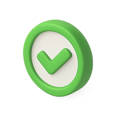 3D Green Check Mark Icon for Approval