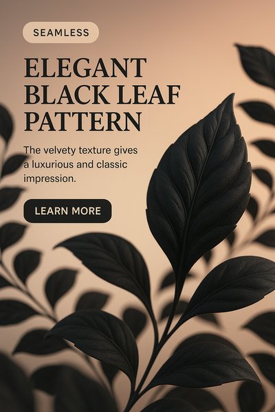 Elegant Black Leaf Pattern Design with Luxurious Texture