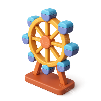 Colorful 3D Ferris Wheel Icon for Amusement Rides