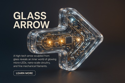 Hyperrealistic 3D Glass Arrow with LED Details