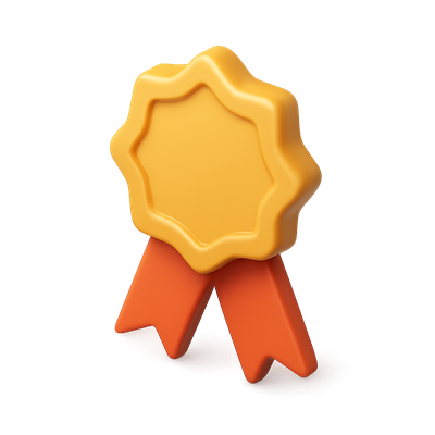 Stylish 3D Badge Icon with Volumetric Design