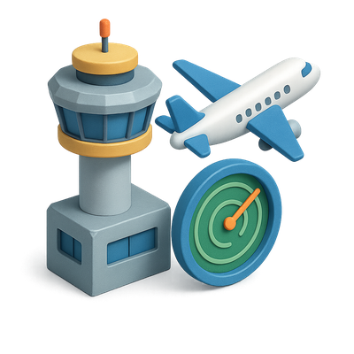 Stylized 3D Air Traffic Management Icon Set