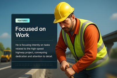 Highway Construction Worker Focused on Project Tasks