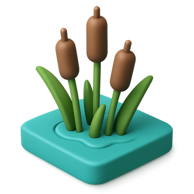 3D Icon of Marsh Cattails in Isometric View