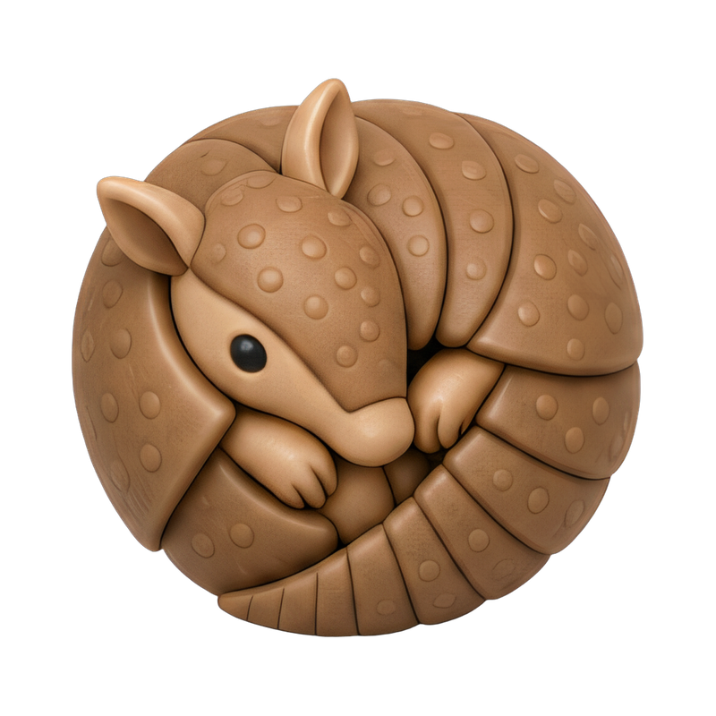 Armadillo curled in defense