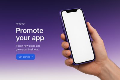Stylish Purple Phone with App Promotion in Hand