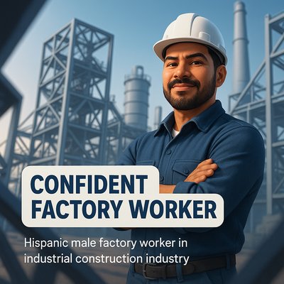 Confident Male Factory Worker in Industrial Setting