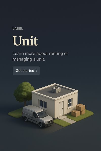 Realistic 3D Scene Featuring Unit Rental Information