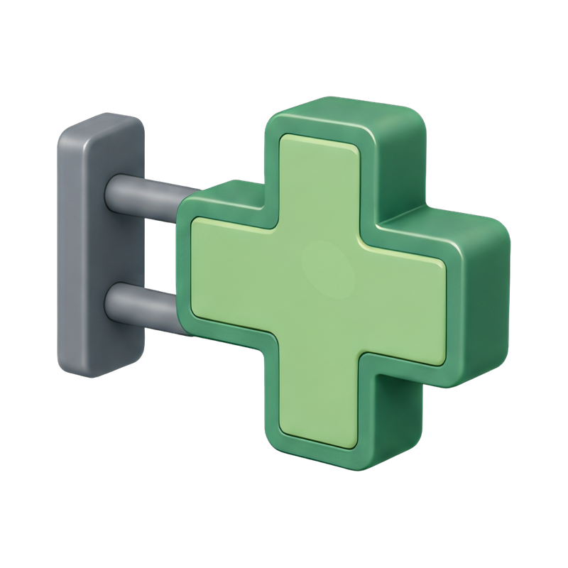 Pharmacy cross sign illuminated