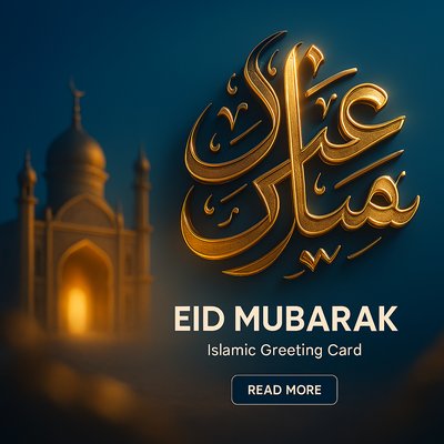 Elegant Eid Mubarak Greeting Card Design with Calligraphy