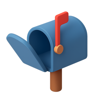 Stylish 3D Mailbox Icon with Open Lid in Isometric View