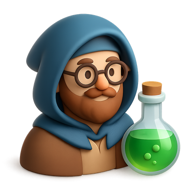 3D Alchemist Icon with Potion Bottle in Isometric View