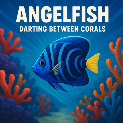 Colorful Angelfish Swimming Among Corals