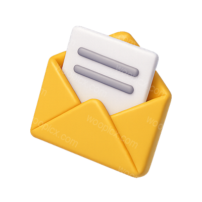 3D Email Icon with Document Representation