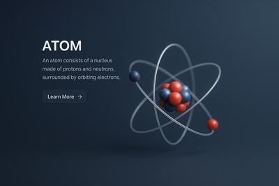 Realistic 3D Atom Illustration with Dark Background