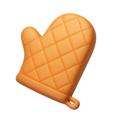 3D Oven Mitt Icon with Isometric Design