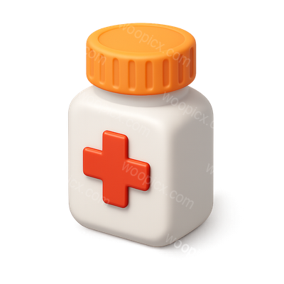 3D Medicine Icon with Cross on Container