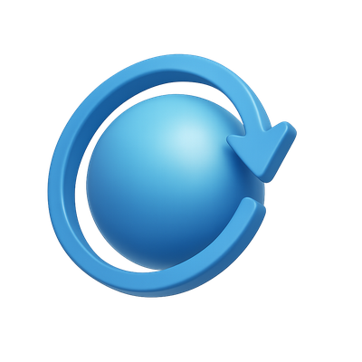 3D Circular Arrow Icon Around Sphere