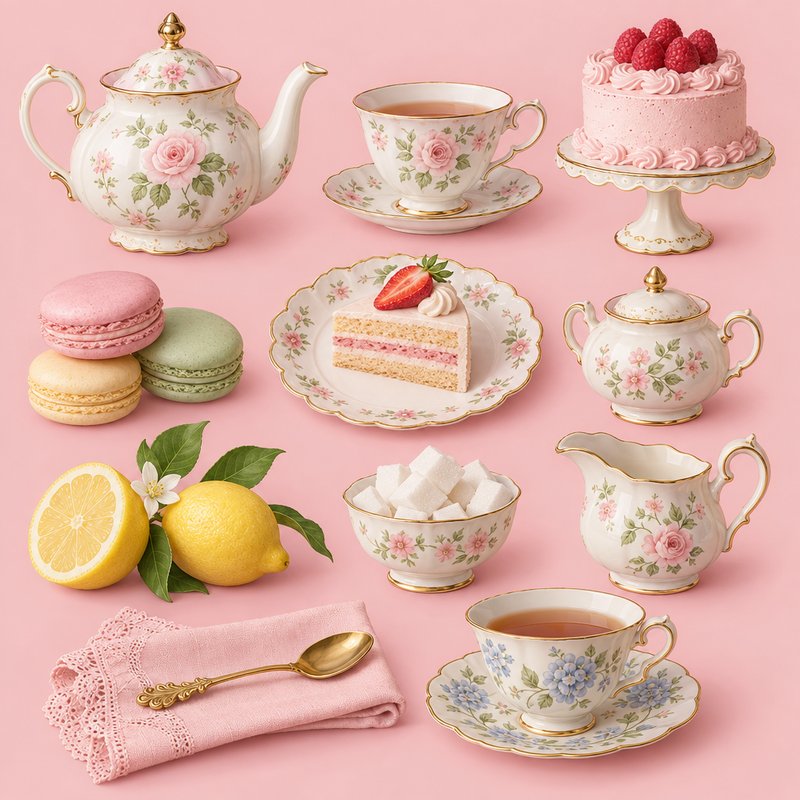 Tea time design elements pack