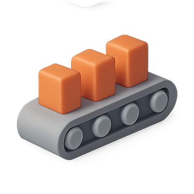 3D Icon of Blocks on a Conveyor Belt