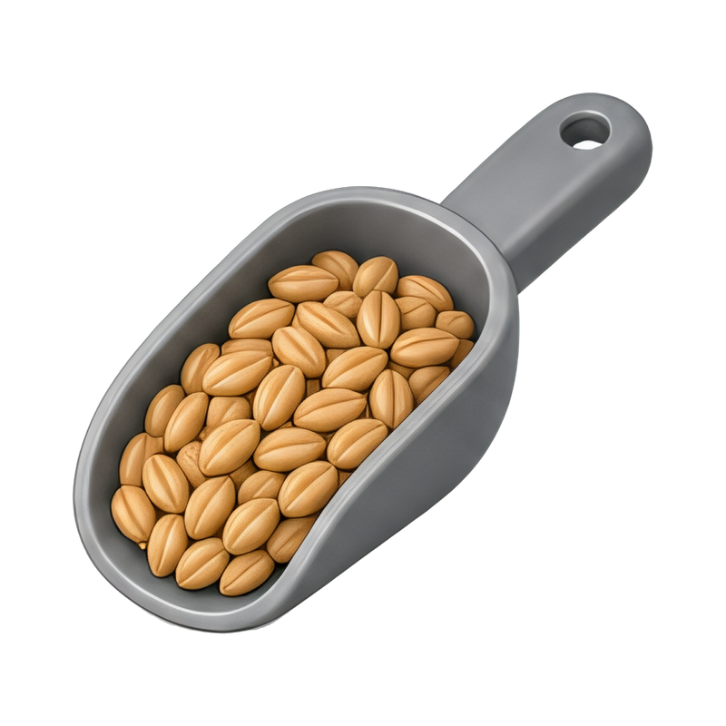 Malt grain scoop in action