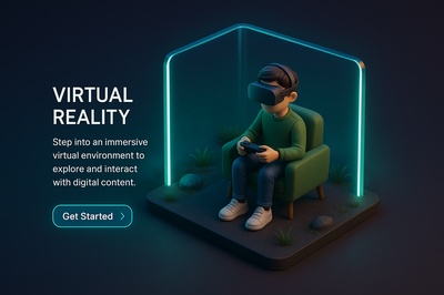 Immersive Virtual Reality Scene with Neon Accents