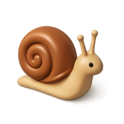 Stylized 3D Snail Icon with Coiled Shell
