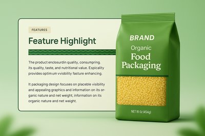 3D Food Packaging Design with Feature Highlights