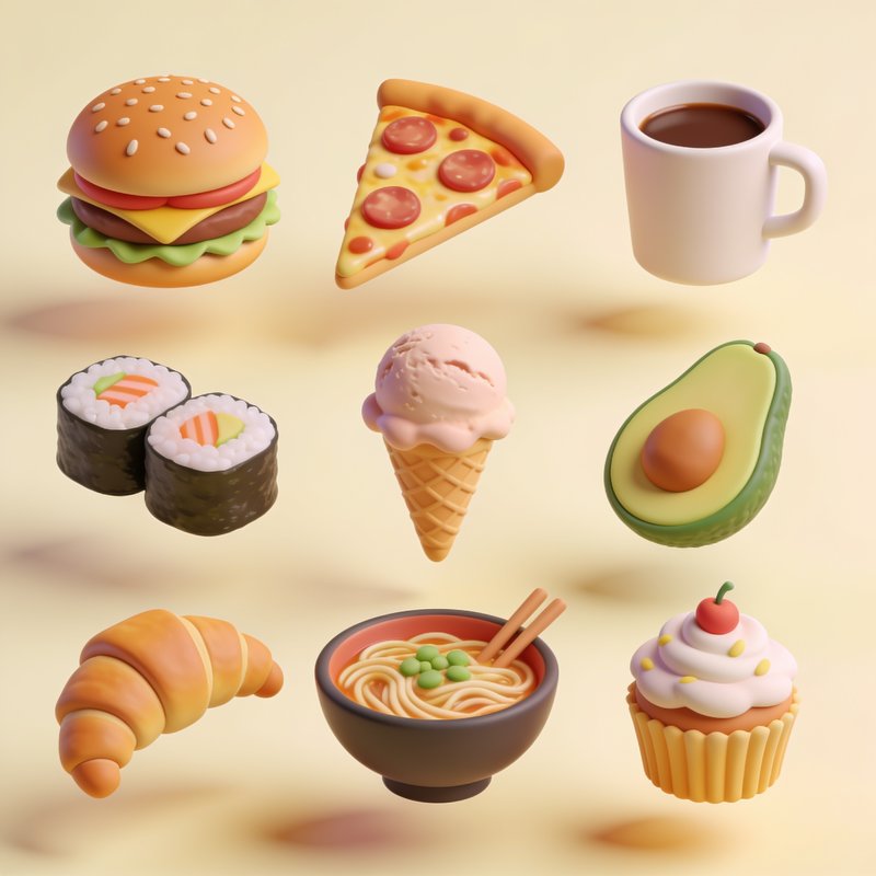 handcrafted clay food items