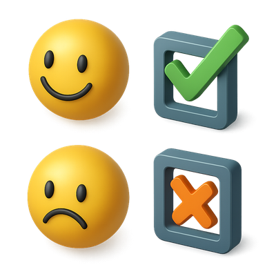 Emotions Checklist with Happy and Sad Faces in 3D Style
