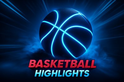 Dynamic Neon Basketball with Glowing Lines and Smoke Effects