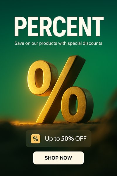 Promotional Graphic for Discount Offers Featuring Percentage Symbol