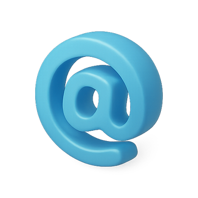 Stylized Blue Email Symbol in 3D Design