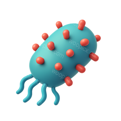 Colorful 3D Bacteria Icon with Transparent Background