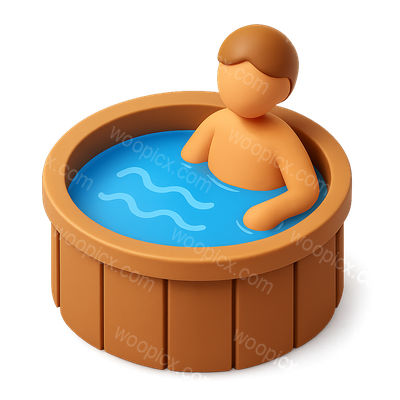 3D Icon of a Person in a Hot Tub for Relaxation