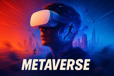 Futuristic Metaverse World with VR Headset